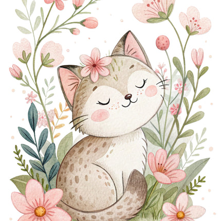 floral cat quilt block