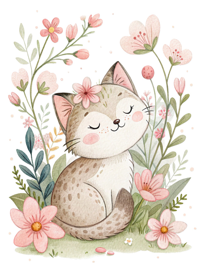 floral cat quilt block