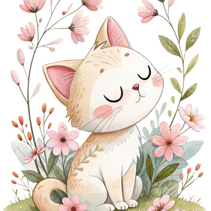 floral cat quilt block