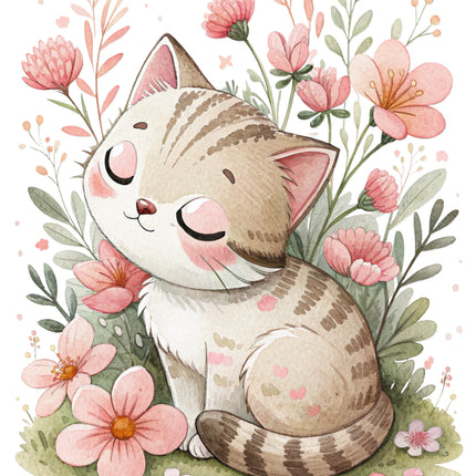 floral cat quilt block