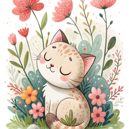 floral cat quilt block