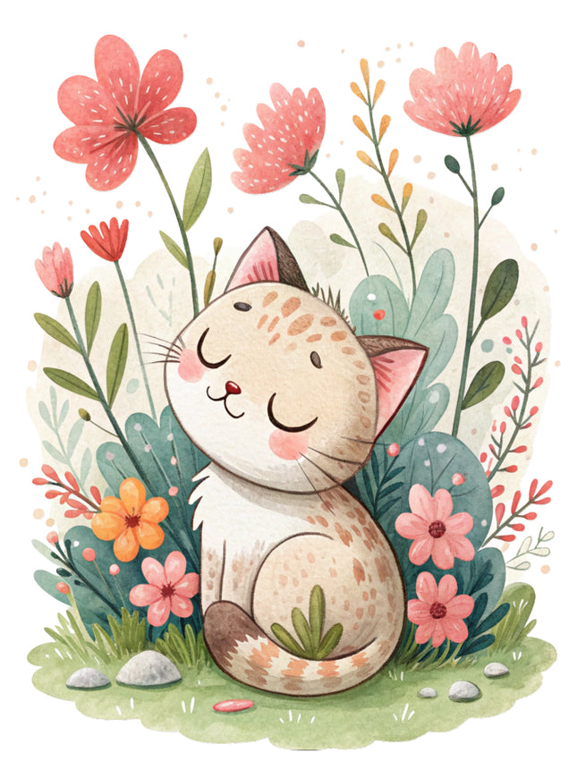 floral cat quilt block