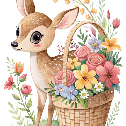floral deer quilt block
