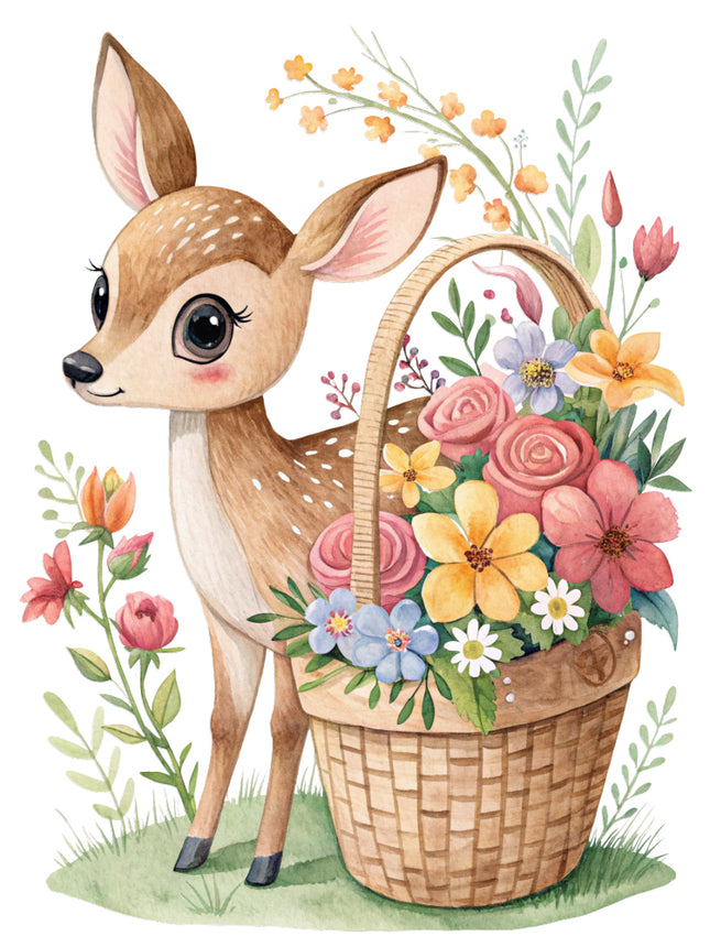 floral deer quilt block