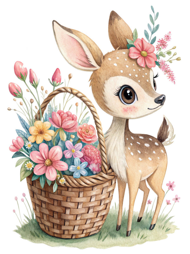 floral deer quilt block