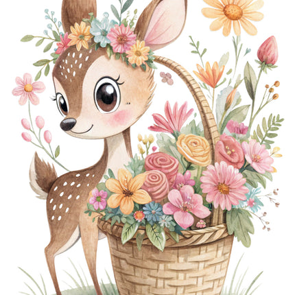 floral deer quilt block