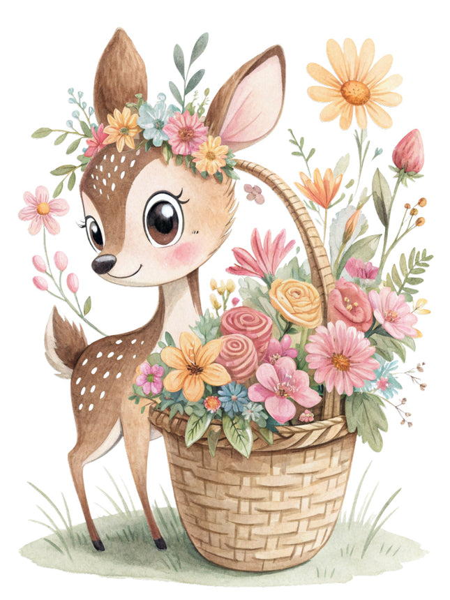 floral deer quilt block