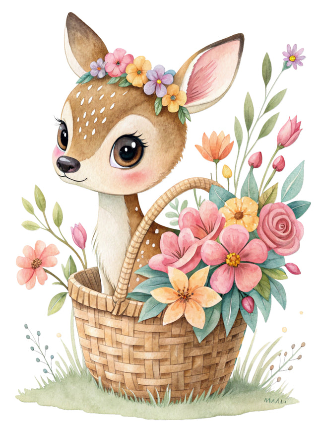 duckling with flowers fabric panel