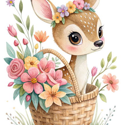 floral deer quilt block