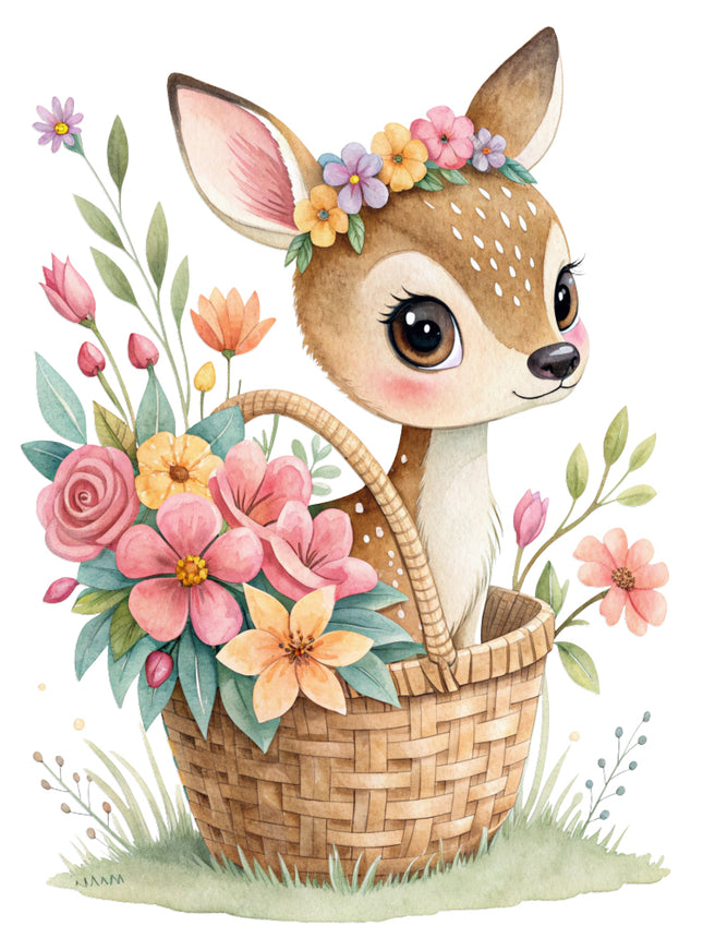 floral deer quilt block