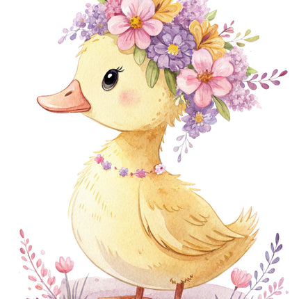duckling with flowers fabric panel