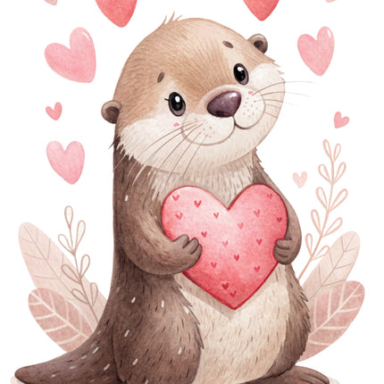 otter with hearts quilt block
