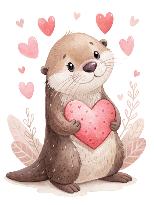 otter with hearts quilt block