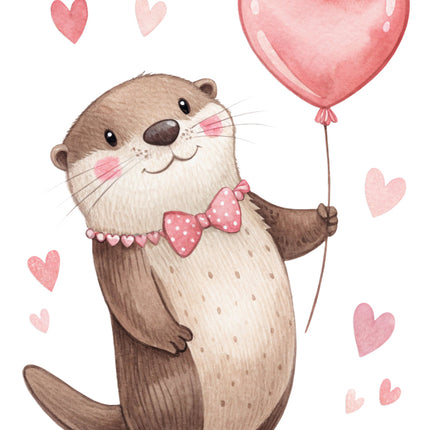 otter with hearts quilt block