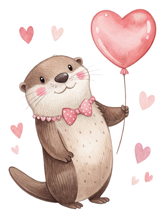 otter with hearts quilt block