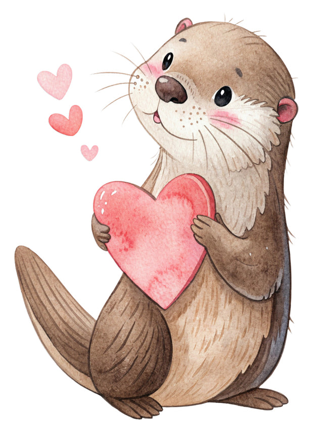 otter with hearts quilt block