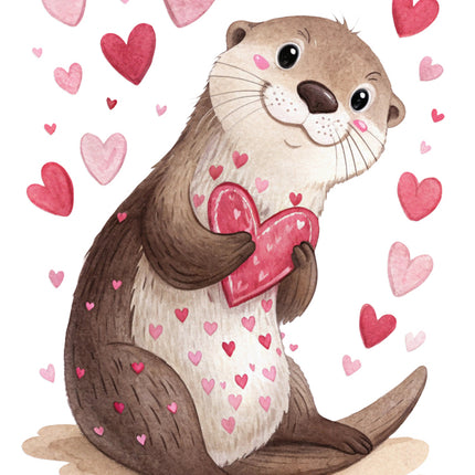 otter with hearts quilt block