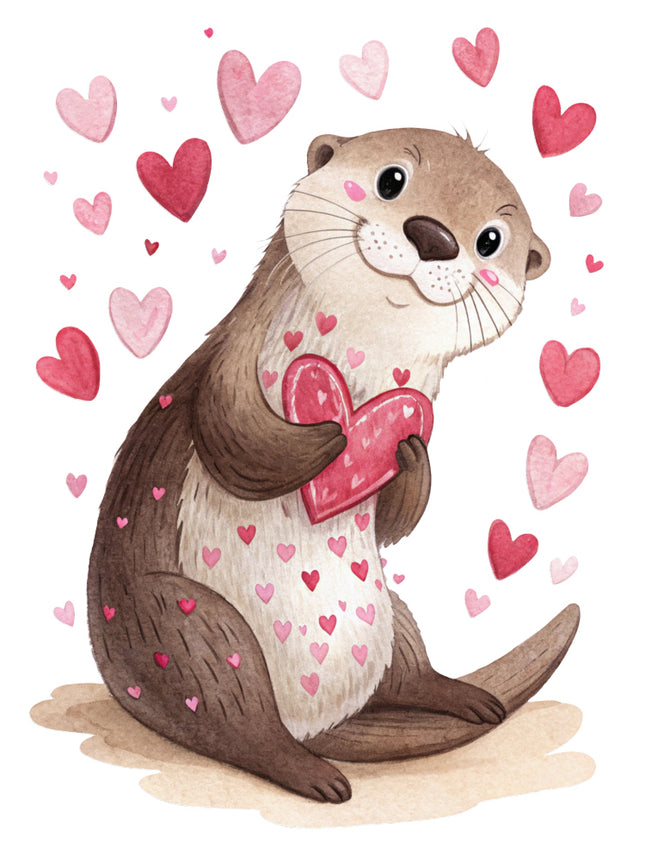 otter with hearts quilt block