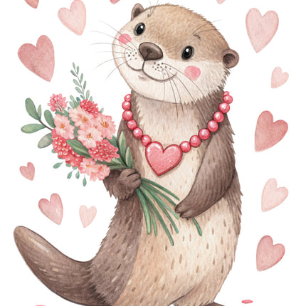 otter with hearts quilt block