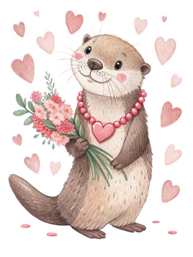 otter with hearts quilt block