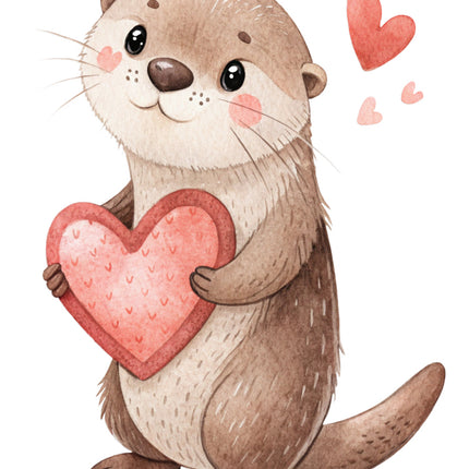 otter with hearts quilt block