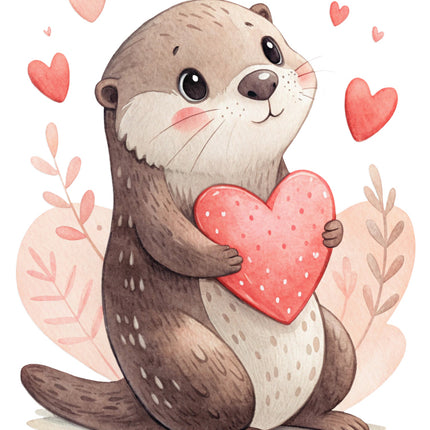 otter with hearts quilt block