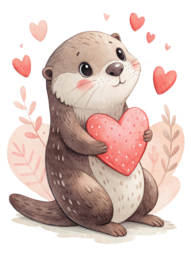 otter with hearts quilt block