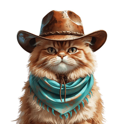 Cat wearing a cowboy hat fabric panel