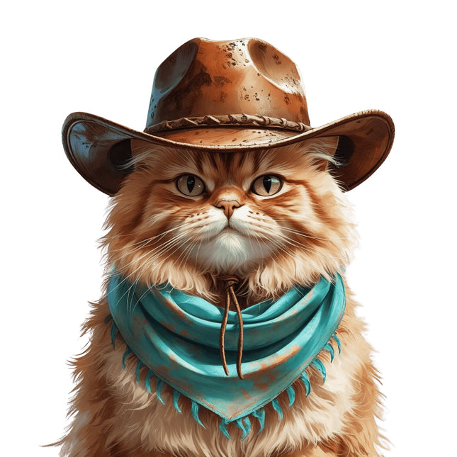 Cat wearing a cowboy hat fabric panel
