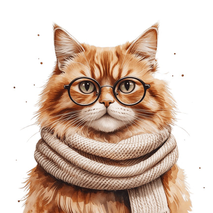 cat wearing glasses fabric panel