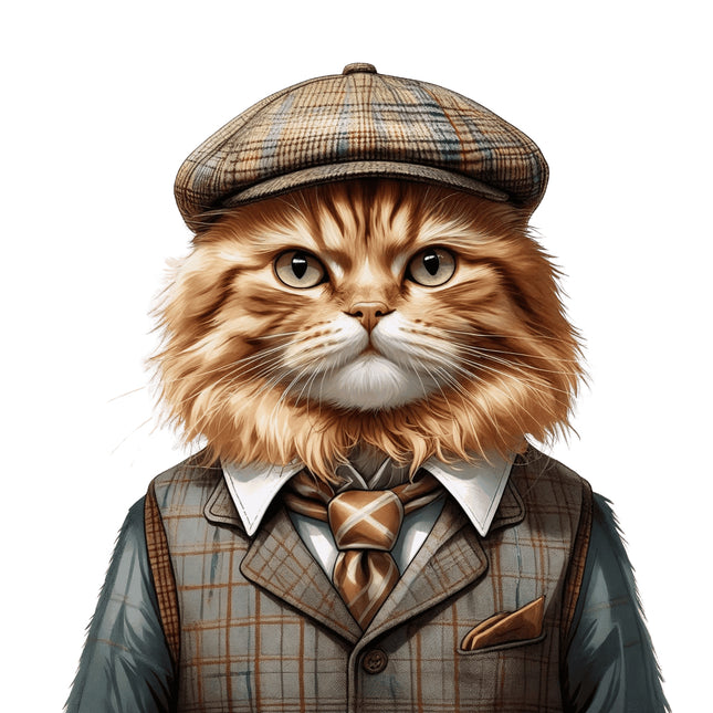 cat wearing suit fabric panel