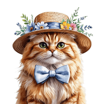 cat wearing hat fabric panel
