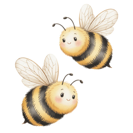 Two cartoon bees fabric panel