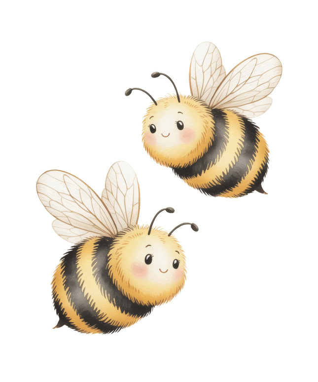 Two cartoon bees fabric panel