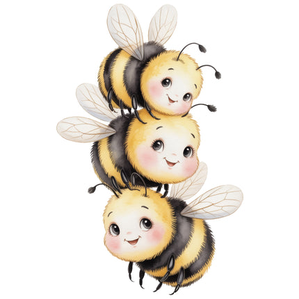 three bees cotton fabric panel