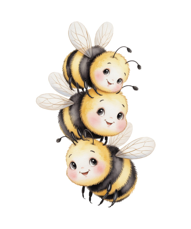 three bees cotton fabric panel