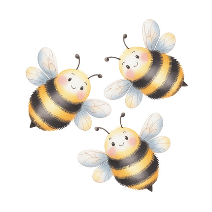 bees cotton fabric panel