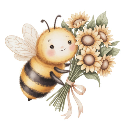 bee cotton fabric panel