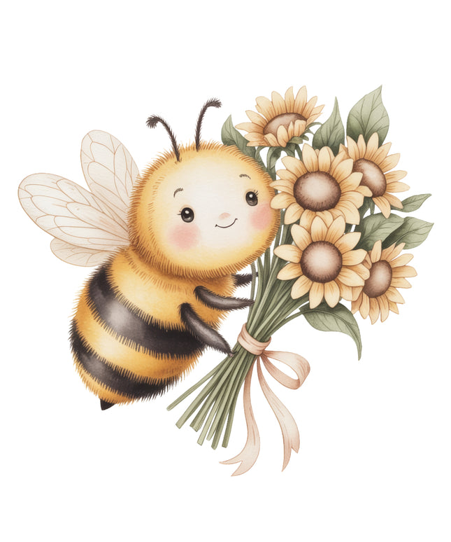 bee cotton fabric panel