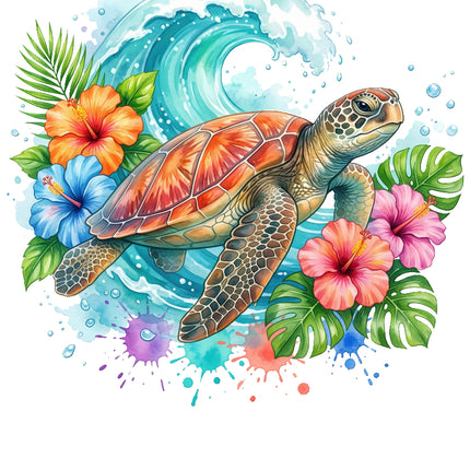 floral turtle quilt panel