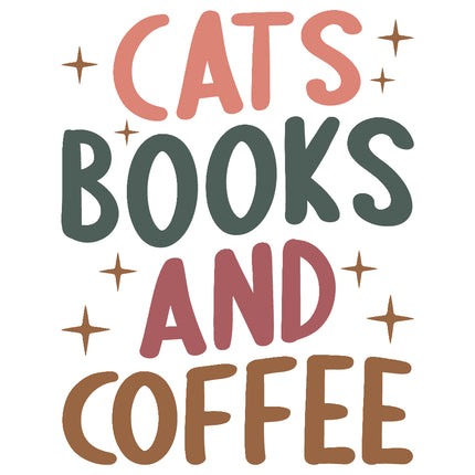 cats books and coffee fabric panel