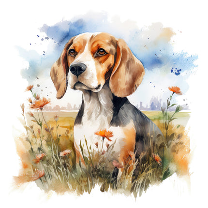 floral beagle quilt block