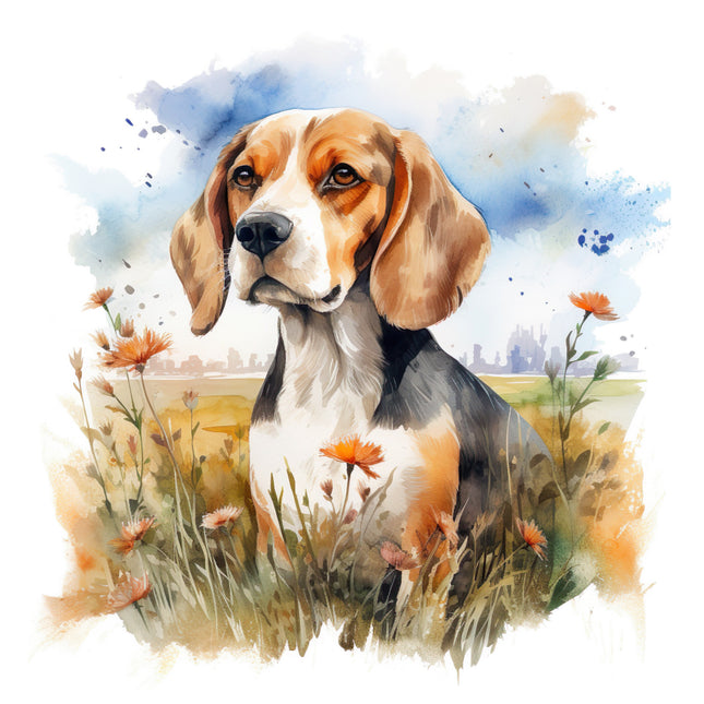 floral beagle quilt block