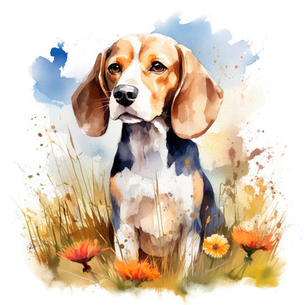 floral beagle fabric block