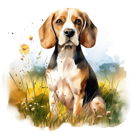floral beagle fabric panel