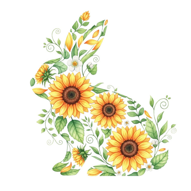 sunflower rabbit quilt block