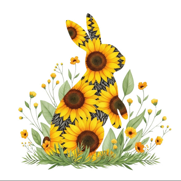 sunflower bunny fabric panel