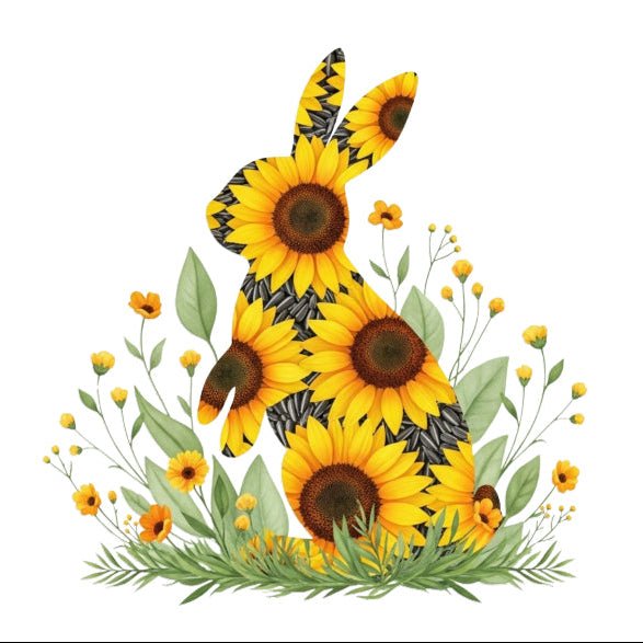 sunflower rabbit fabric panel
