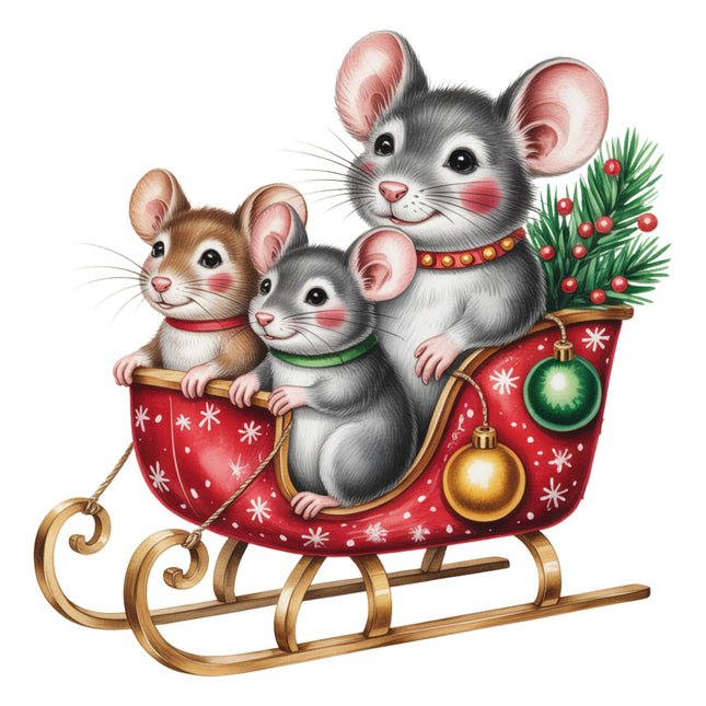 festive Christmas mice fabric panel
