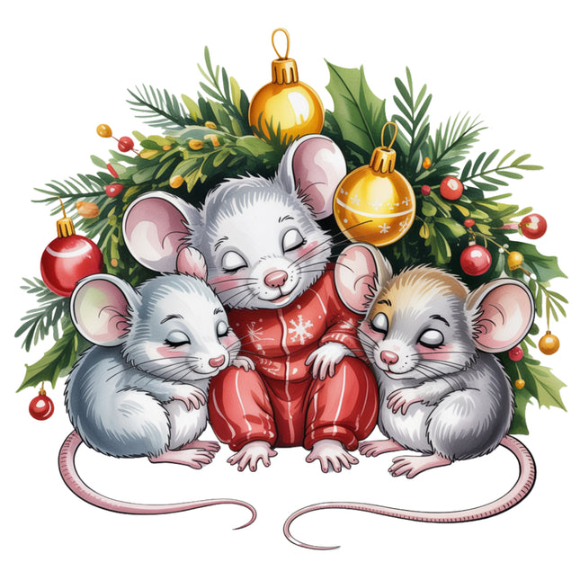 festive Christmas mice fabric panel